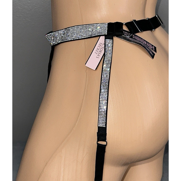 New Victoria's Secret Very Sexy Shine Strap Garter Belt Black Satin XS Small - Picture 1 of 7